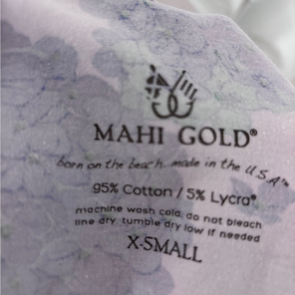 Mahi Gold Paradise V neck and back Hydrangea Dress Sz XS New No Tags - Picture 5 of 6